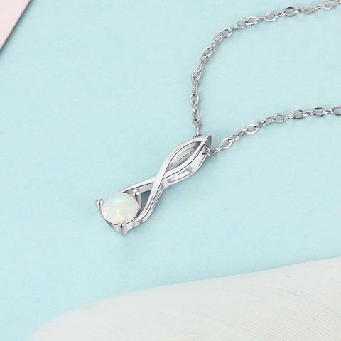 White Opal Necklace Women Infinity