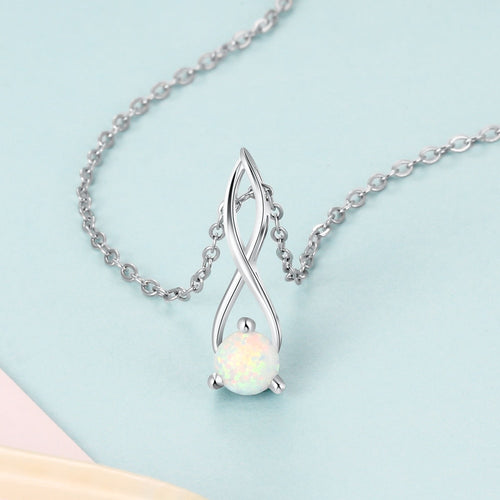 White Opal Necklace Women Infinity