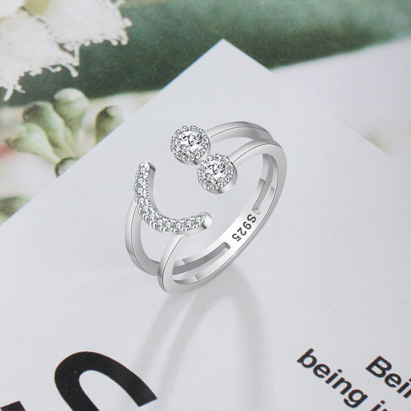 Sparkling Cubic Zirconia Smile Face Design Rings