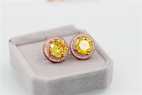 Natural 4ct Citrine Rose Gold Color Earrings