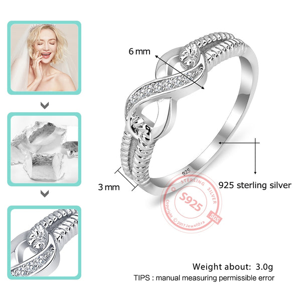 925 Sterling Silver Infinity Rings for Women