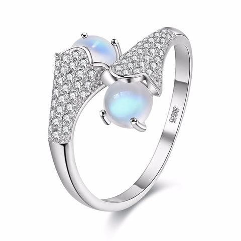 Double Ball Moonstone 925 Sterling Silver Ring