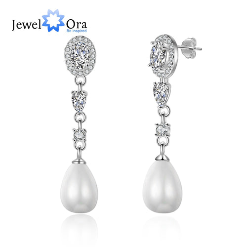 Luxury Women 925 Sterling Silver Pearl Drop Earrings