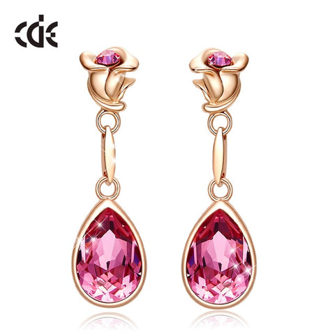 Rose Flower & Teardrop Statement Earrings Women