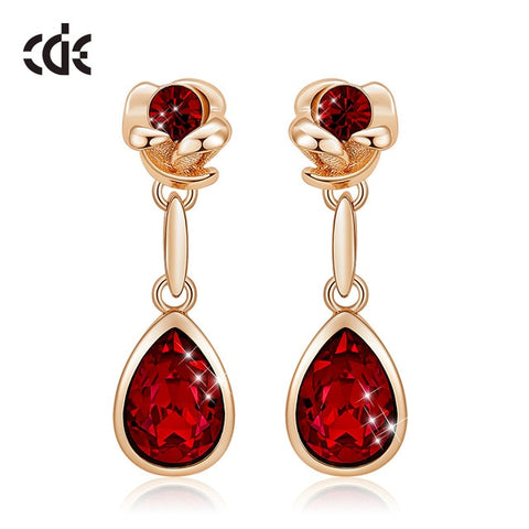 Rose Flower & Teardrop Statement Earrings Women