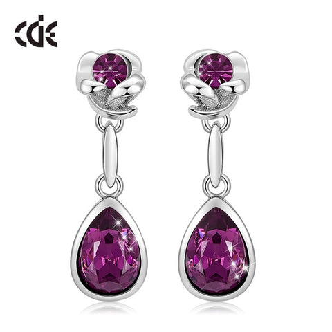 Rose Flower & Teardrop Statement Earrings Women