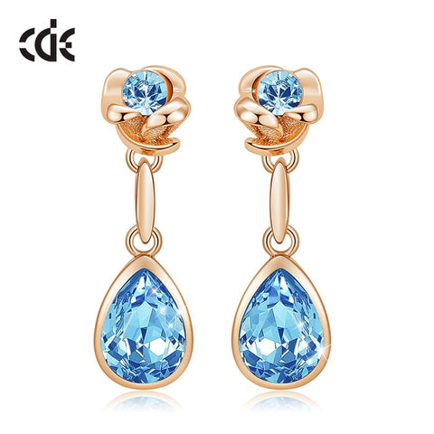 Rose Flower & Teardrop Statement Earrings Women