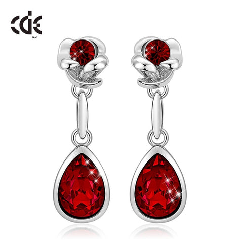 Rose Flower & Teardrop Statement Earrings Women