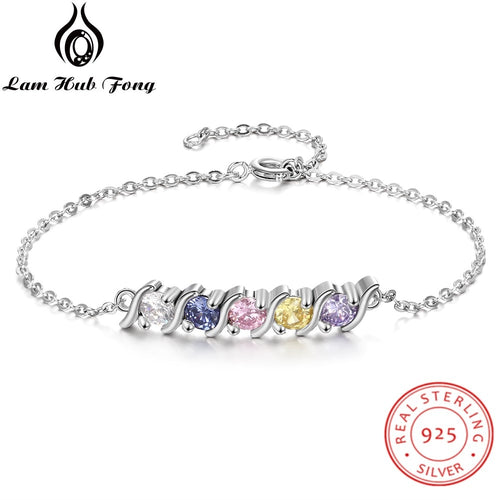 925 Sterling Silver Bracelet with 5 Birthstone