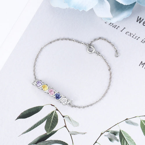 925 Sterling Silver Bracelet with 5 Birthstone