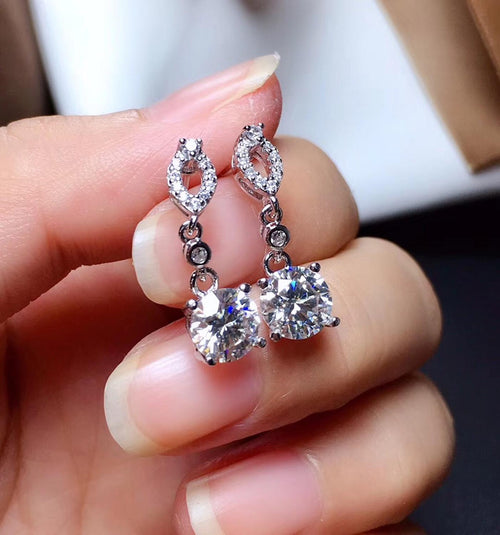 Real Moissanite Drop Earrings