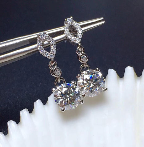 Real Moissanite Drop Earrings