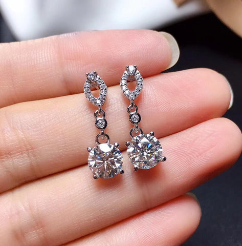 Real Moissanite Drop Earrings