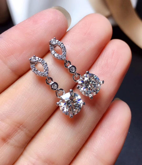 Real Moissanite Drop Earrings