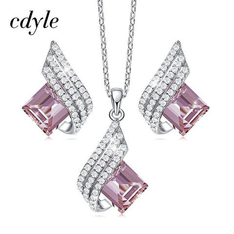 Elegant Zircon Necklace Earrings Set