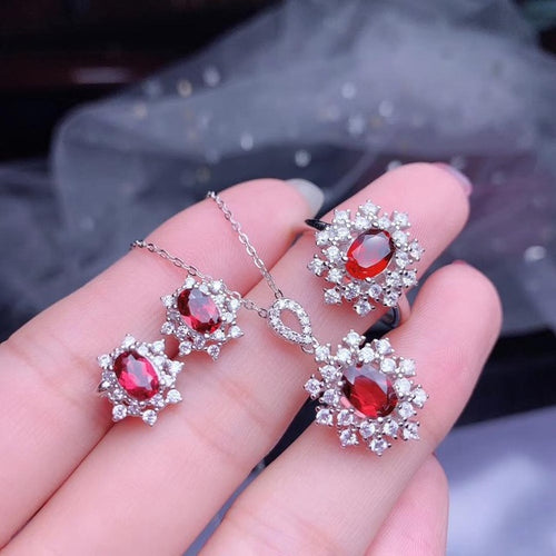 JORDAN Red Flower Jewelry Sets