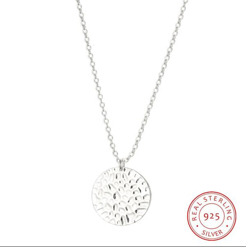 Simple Round 925 Sterling Silver Charm Neckalce for Women