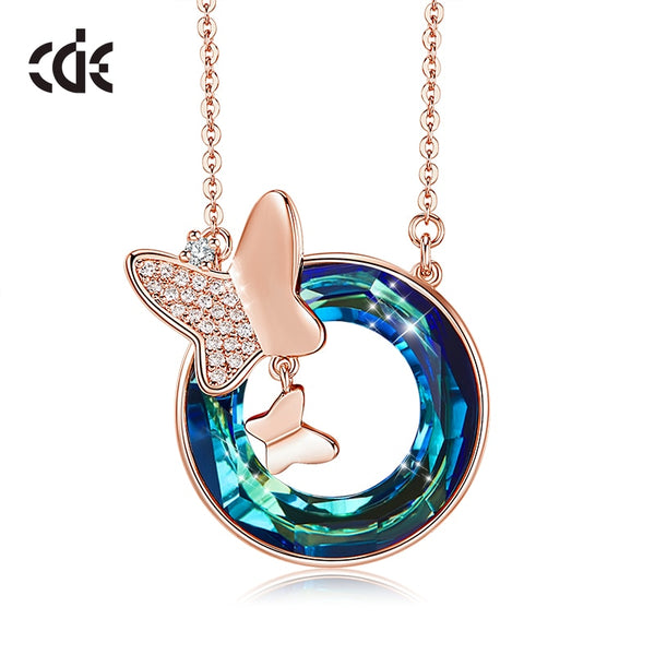 Embellished with Crystals Circle Pendant Women Necklace