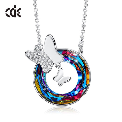 Embellished with Crystals Circle Pendant Women Necklace