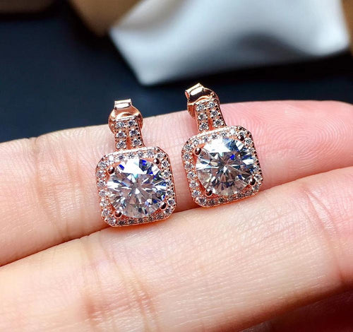 Real Moissanite Stud Earrings Authentic