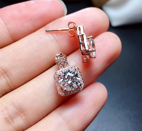 Real Moissanite Stud Earrings Authentic