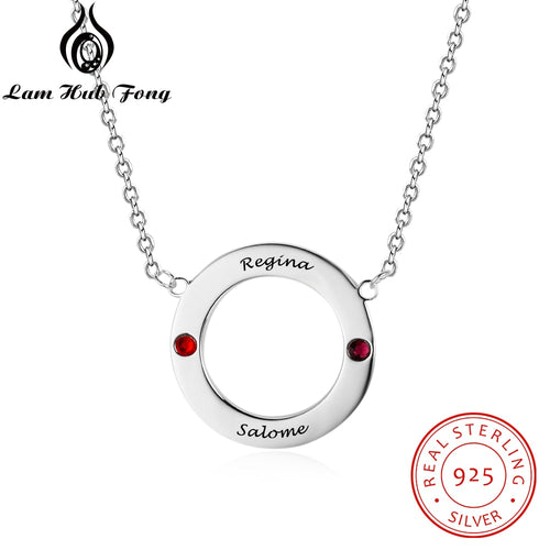 Red Gems Circle Pendant Necklaces