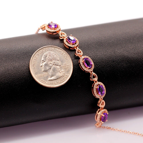 Natural Garnet and Amethyst Gemstone Bracelet