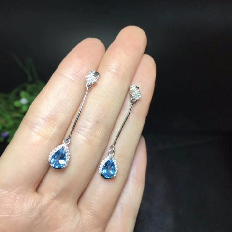 Natural Blue Topaz Earrings for Women