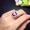 Natural Rectangle Amethyst Gemstone Ring