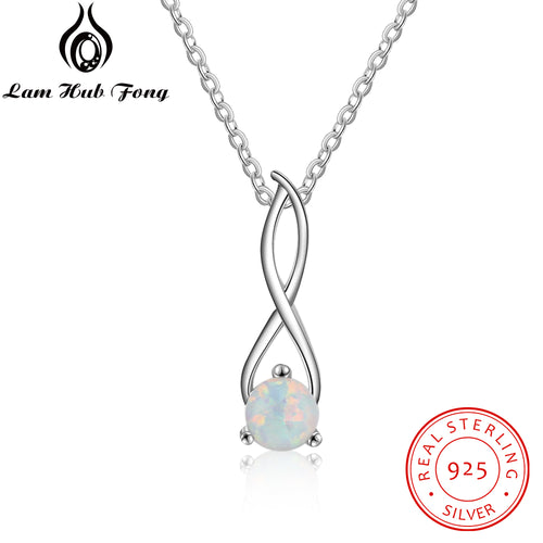 White Opal Necklace Women Infinity