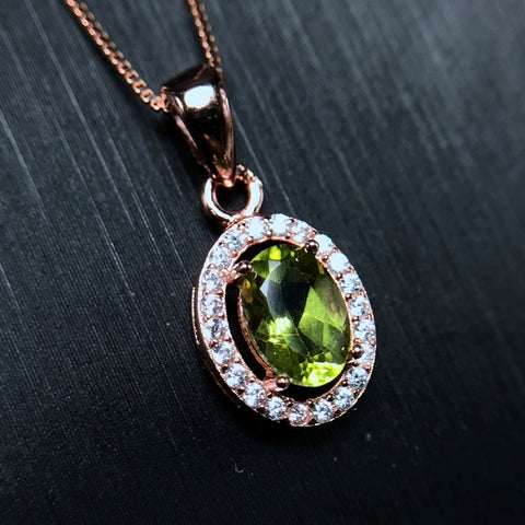 Green Peridot Gemstone  Pendant Necklace