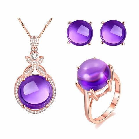 Purple Crystal Jewelry Set