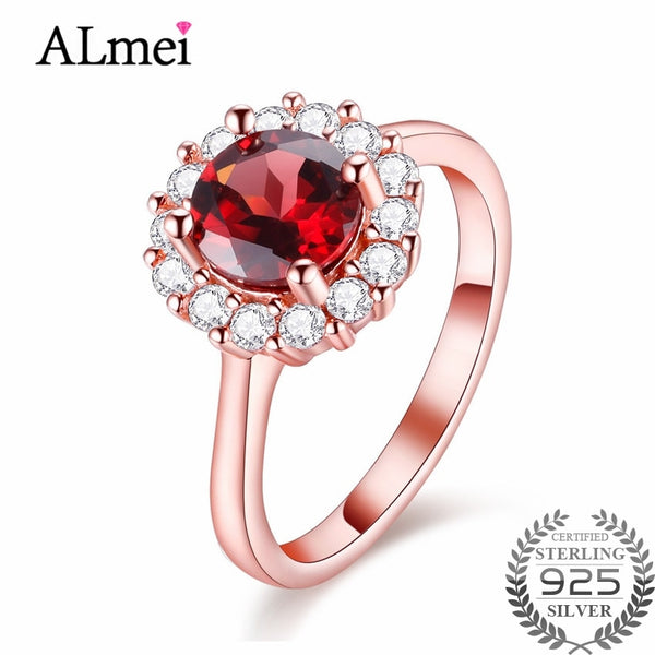 ARAS Flower Red Gems Rings