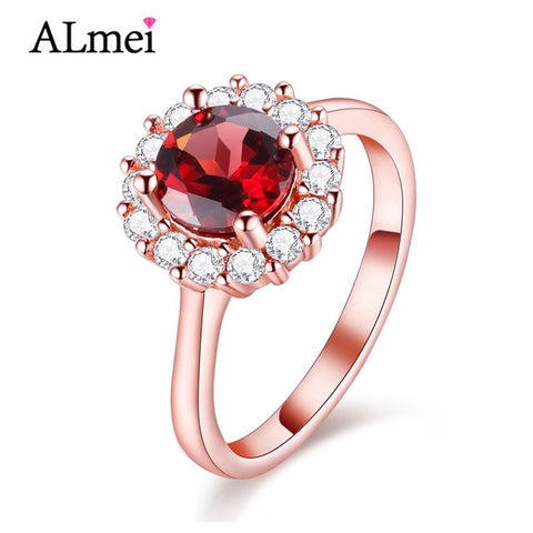 ARAS Flower Red Gems Rings