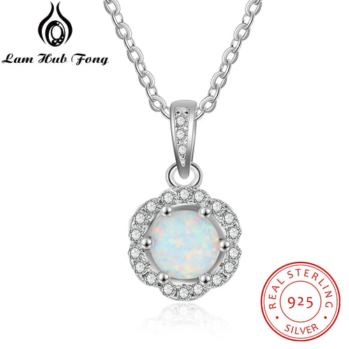 Flower Pendant Necklace with Zirconia