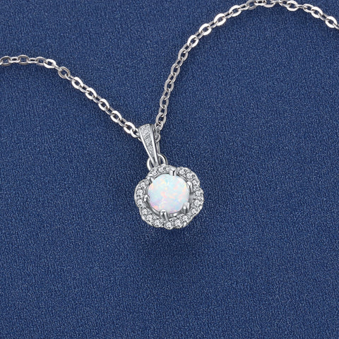 Flower Pendant Necklace with Zirconia